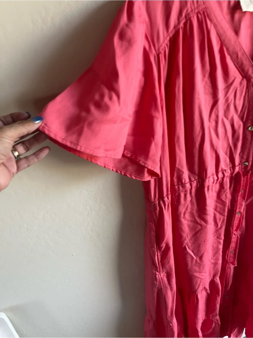 Nurture By Westbound Women’s Coral Pink Maxi Dress Size 1X Pockets Feminine Plus